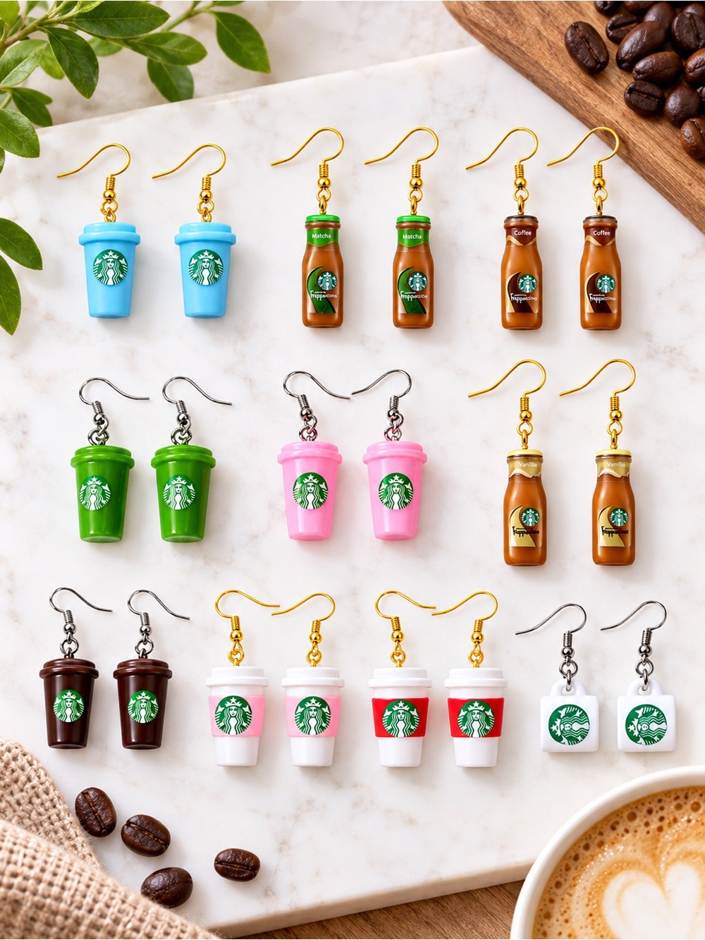 10 Pair Coffee Lover Earrings Bundle Barista Café Novelty Jewelry.NWT
